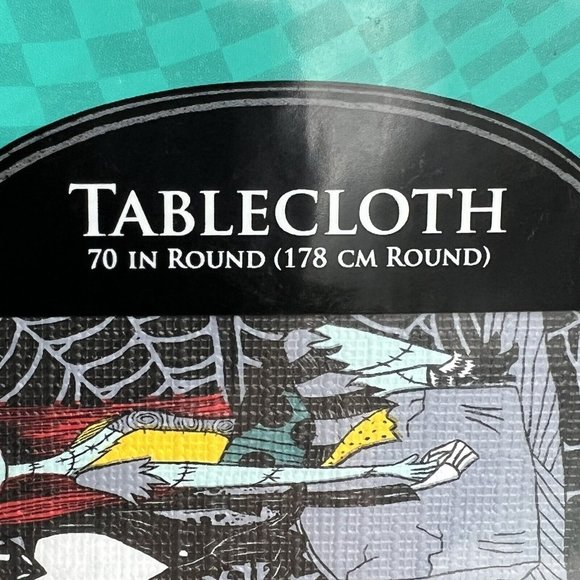 Disney Nightmare Before Christmas Tablecloth 70" Round Jack And Sally Spiderwebs - Picture 3 of 12